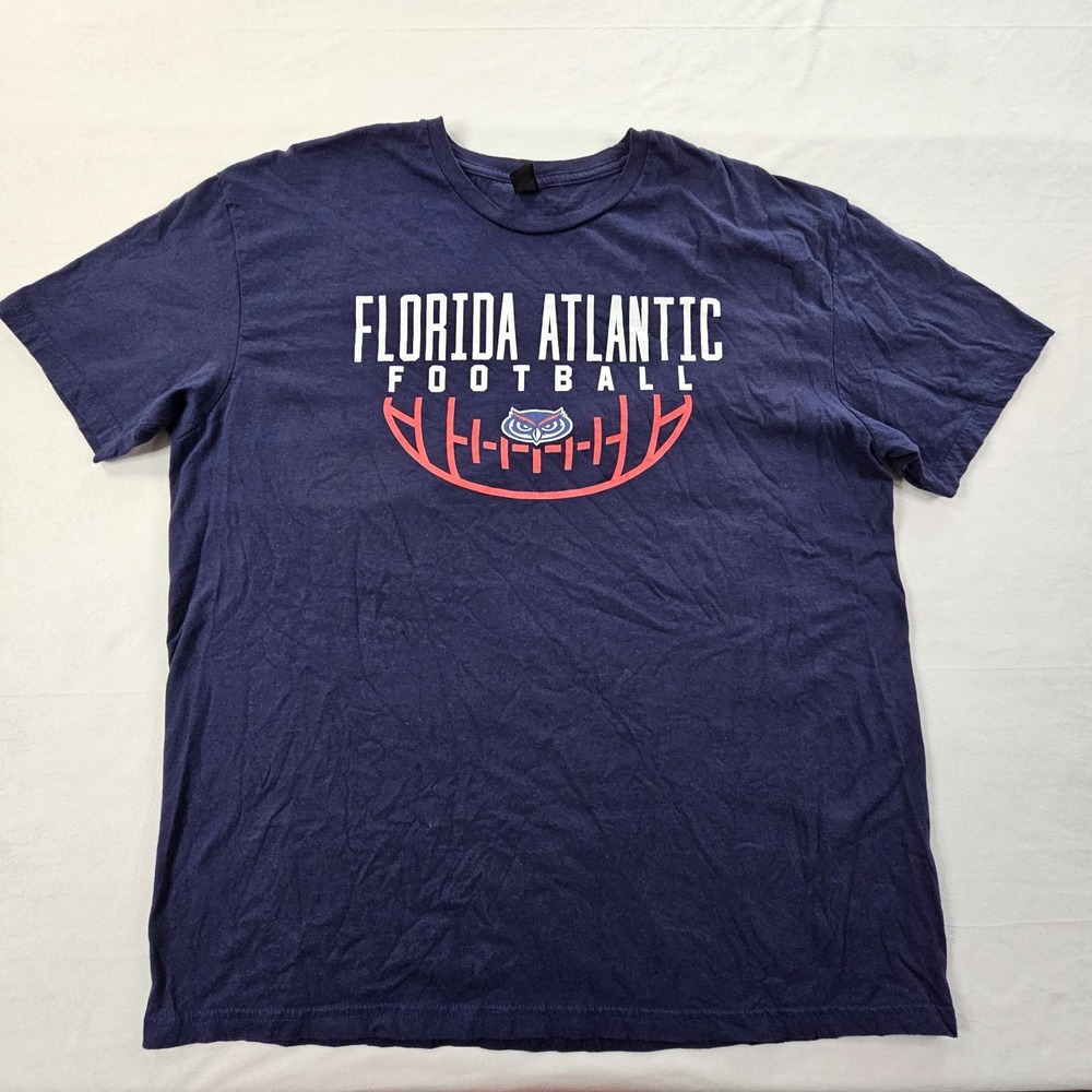 Florida Atlantic Football Blue Short Sleeve Cotton T-Shirt Men's XL